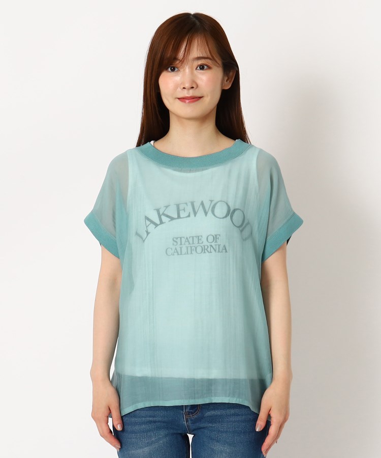 ザンパ(ZAMPA)の【SALE！！】ロゴインナー付きシアーニットギャザープルオーバー1