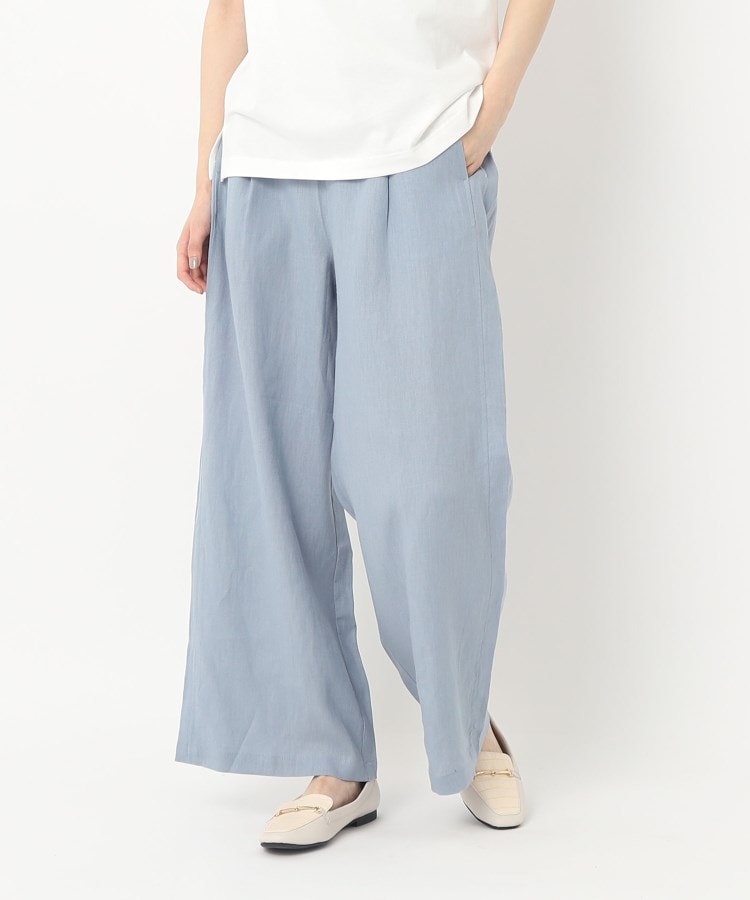 ザンパ(ZAMPA)の【セール！】麻キャンバスワイドストレートパンツ サックスブルー(090)
