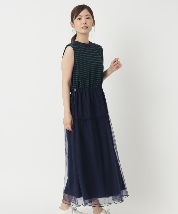ザンパ(ZAMPA)の【SALE！！】ボーダーチュール切替ワンピース ブルー(193)