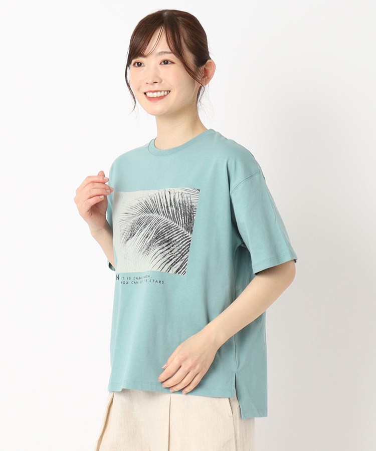ザンパ(ZAMPA)のモノクロフォトクルーTシャツ ブルーグリーン(097)