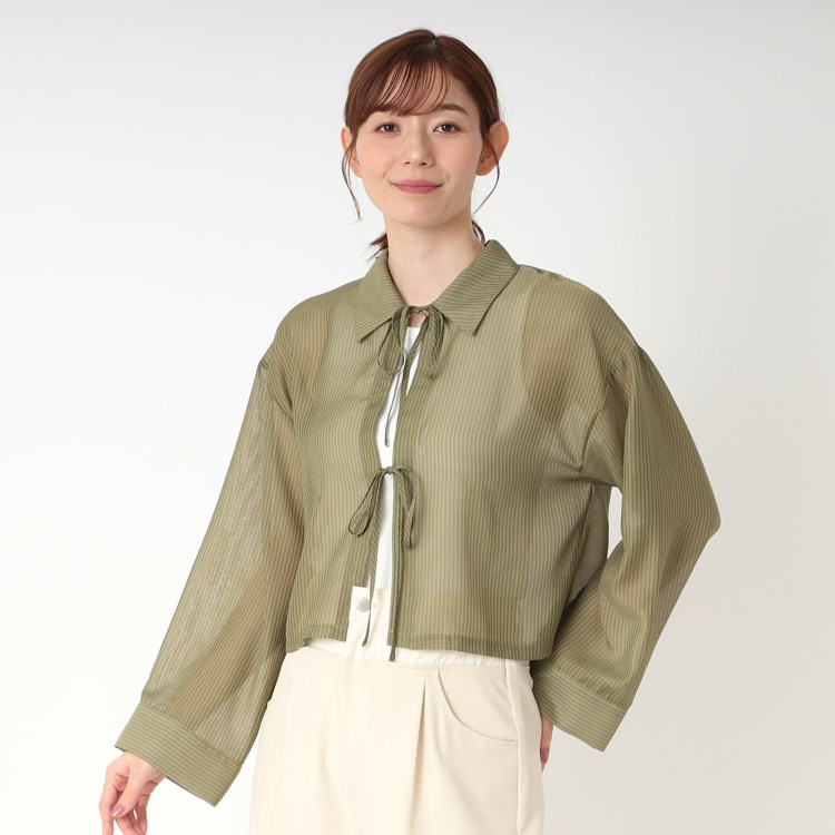 ザンパ(ZAMPA)のシアーリボンショートシャツ シャツ・ブラウス