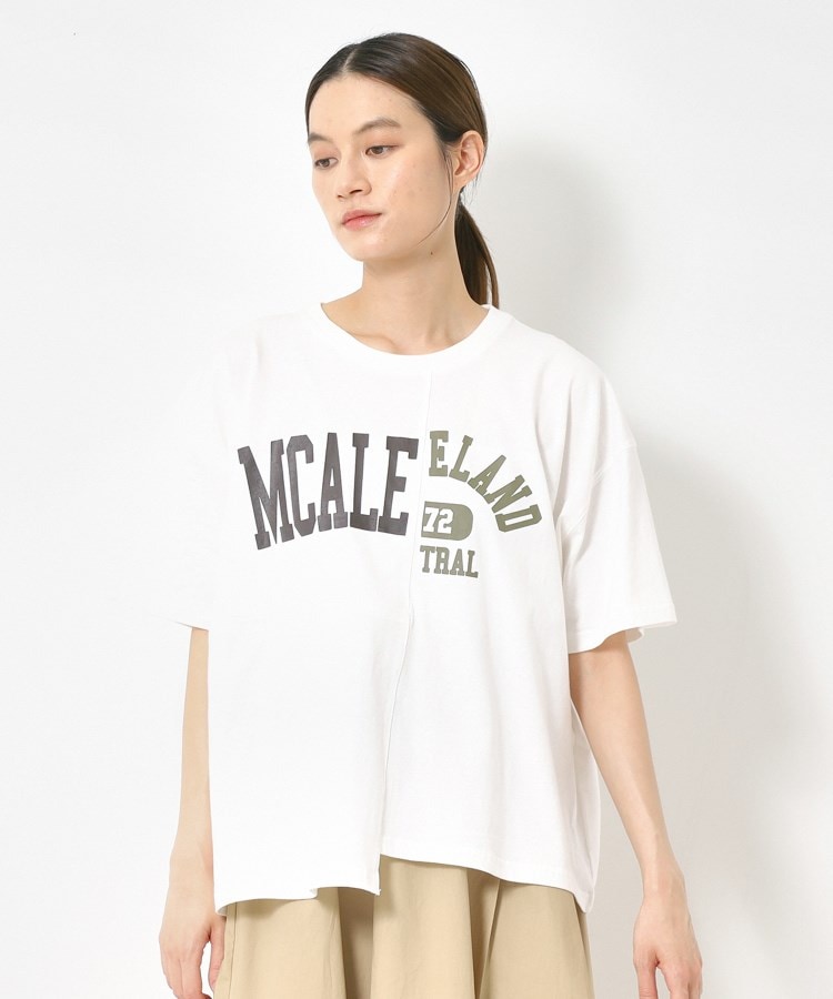 ザンパ(ZAMPA)のリメイク風アシメTシャツ オフホワイト(003)
