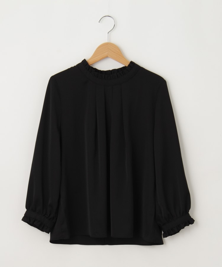 オフプライスストア(ウィメン)(OFF PRICE STORE(Women))のJeunne garcon（ジュンヌ ギャルソン） フリルスタンドカラープルオーバーブラウス【SALE/カジュアル/デイリー/トレンド/きれいめカジュアル/ゆったり】 ブラック(019)