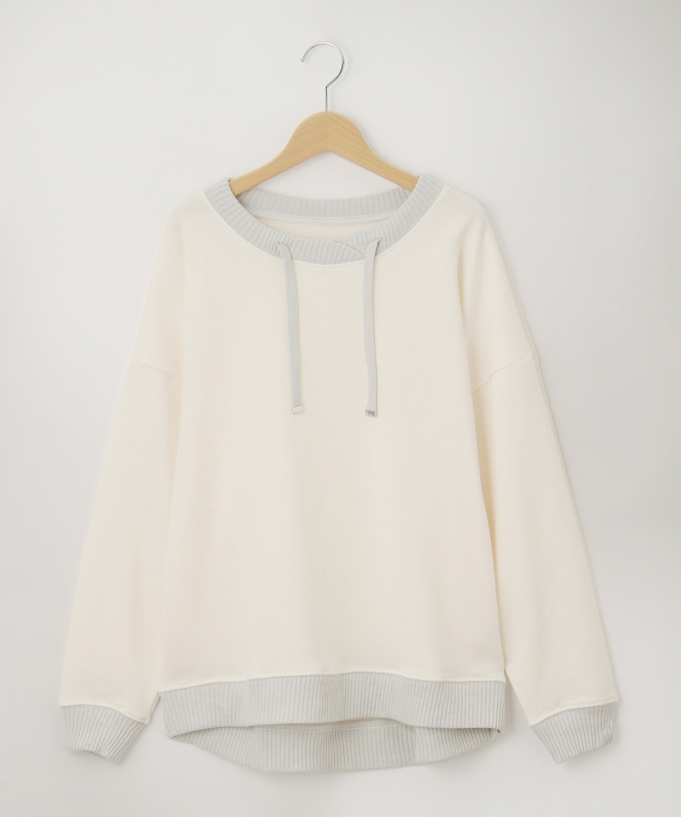 オフプライスストア(ウィメン)(OFF PRICE STORE(Women))のmyke（ミーカ） ネックドロスト付きプルオーバー【SALE/カジュアル/デイリー/トレンド/きれいめカジュアル/ルーズシルエット/ゆったり/バイカラー】 アイボリー(004)