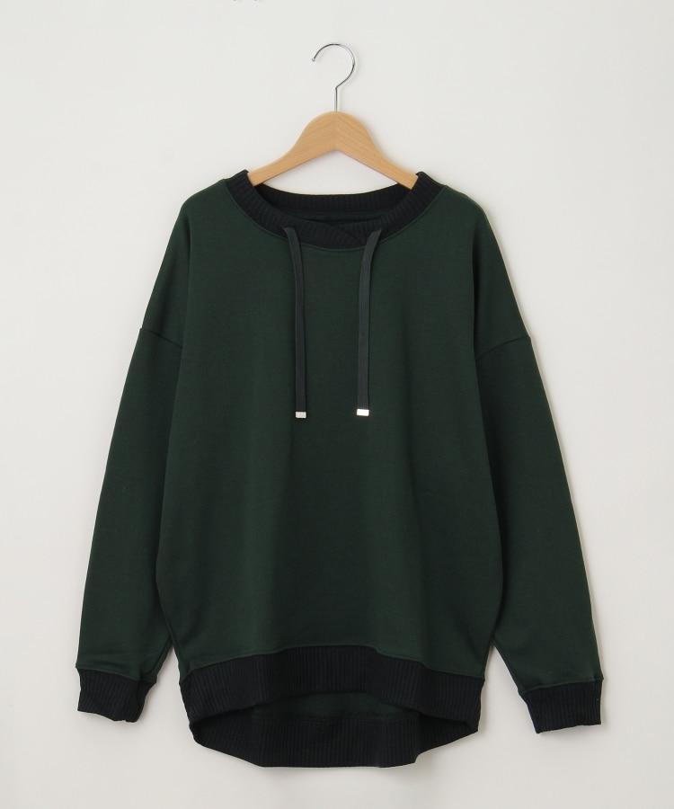 オフプライスストア(ウィメン)(OFF PRICE STORE(Women))のmyke（ミーカ） ネックドロスト付きプルオーバー【SALE/カジュアル/デイリー/トレンド/きれいめカジュアル/ルーズシルエット/ゆったり/バイカラー】 グリーン(022)