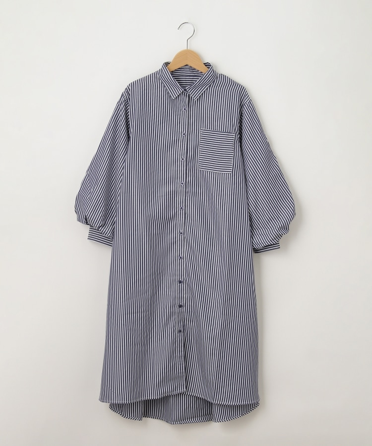 オフプライスストア(ウィメン)(OFF PRICE STORE(Women))のmitis（ミティス） ストライプバルーンスリーブシャツワンピース ブルー(093)