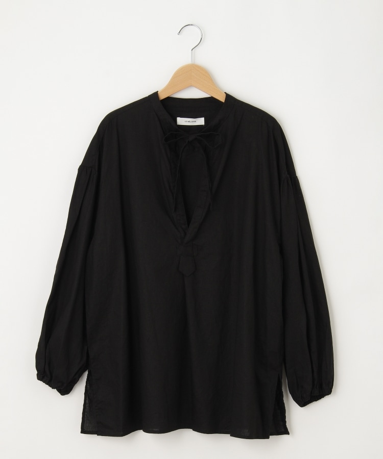 オフプライスストア(ウィメン)(OFF PRICE STORE(Women))のLEMELANGE(ル・メランジュ） 麻混リボンプルオーバーシャツ ブラック(019)