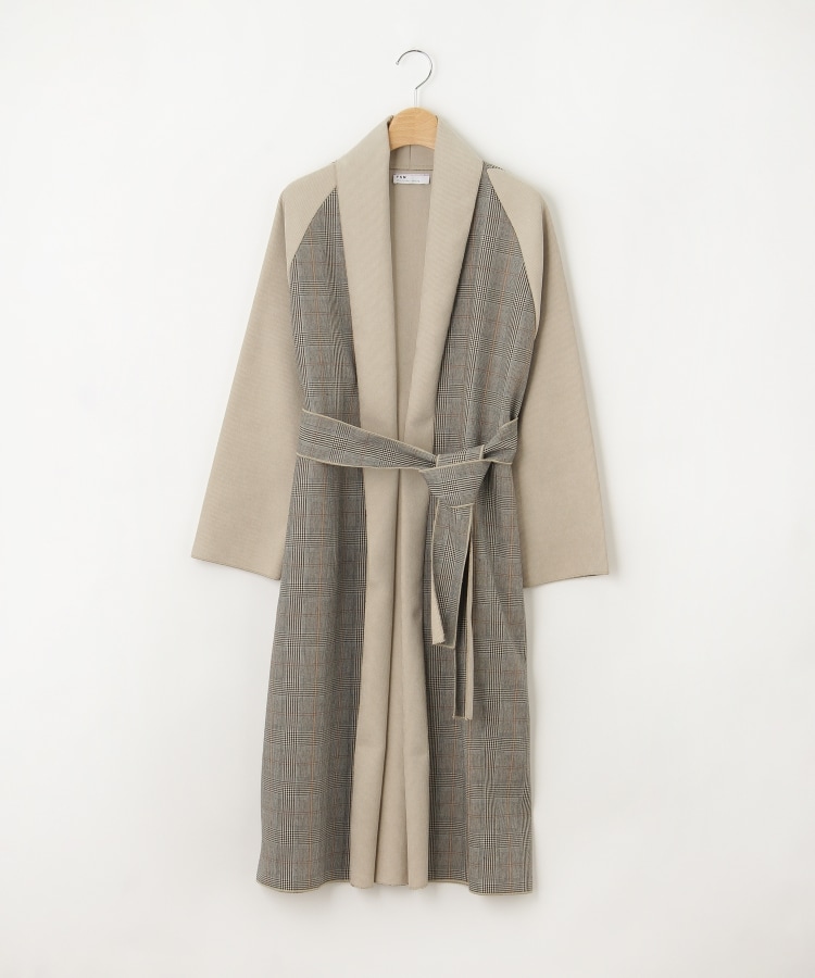 オフプライスストア(ウィメン)(OFF PRICE STORE(Women))のYSM（ワイエスエム） コーデュロイ＆チェックコンビガウンコート チャコールグレー(013)