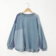オフプライスストア(ウィメン)(OFF PRICE STORE(Women))のmyke（ミーカ） ストライプ配色切り替えカットソー【SALE/カジュアル/デイリー/トレンド/きれいめカジュアル/ルーズシルエット/ゆったり】 サックス(092)