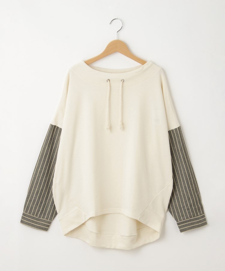 オフプライスストア(ウィメン)(OFF PRICE STORE(Women))のmyke（ミーカ） ストライプスリーブ切り替えプルオーバー アイボリー(004)
