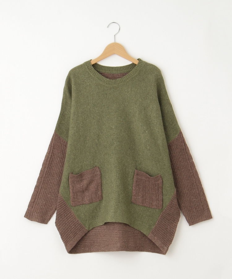 オフプライスストア(ウィメン)(OFF PRICE STORE(Women))のmyke（ミーカ） コンビニットポケット付きプルオーバー【SALE/カジュアル/デイリー/トレンド/ルーズシルエット/ゆったり】 カーキ(027)