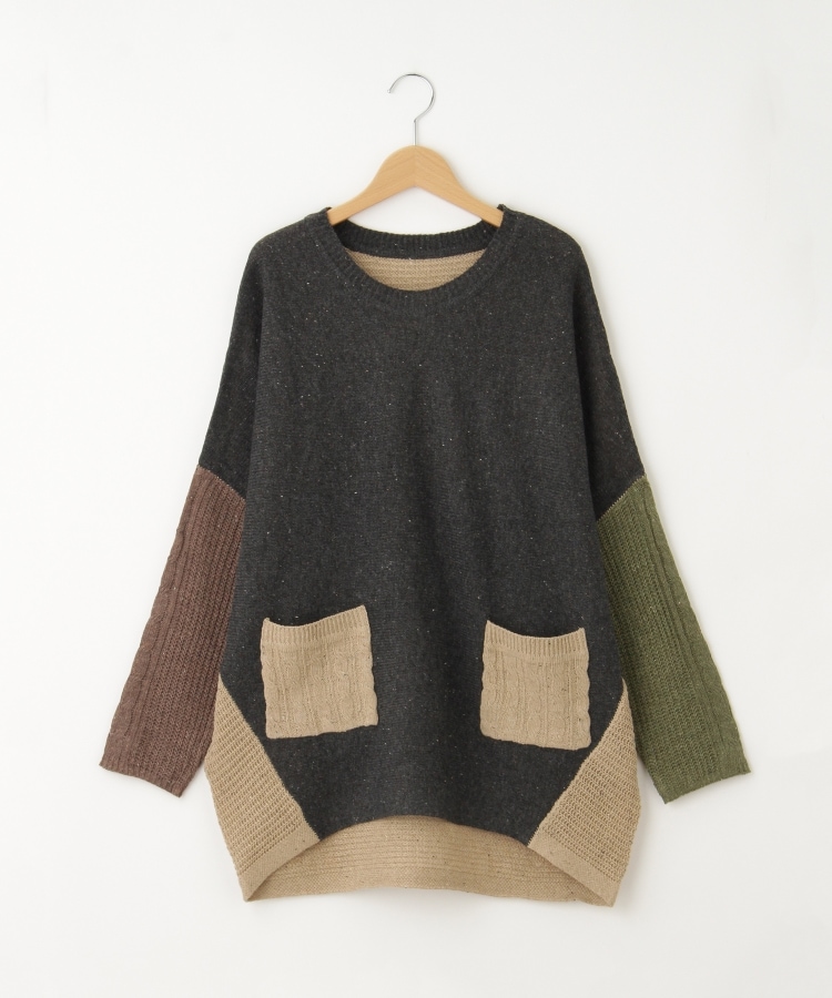 オフプライスストア(ウィメン)(OFF PRICE STORE(Women))のmyke（ミーカ） コンビニットポケット付きプルオーバー【SALE/カジュアル/デイリー/トレンド/ルーズシルエット/ゆったり】 チャコールグレー(014)