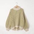オフプライスストア(ウィメン)(OFF PRICE STORE(Women))のmyke（ミーカ） ハイネック2色編みニットセーター【SALE/カジュアル/デイリー/トレンド/きれいめカジュアル/ルーズシルエット/ゆったり】 グリーン(021)