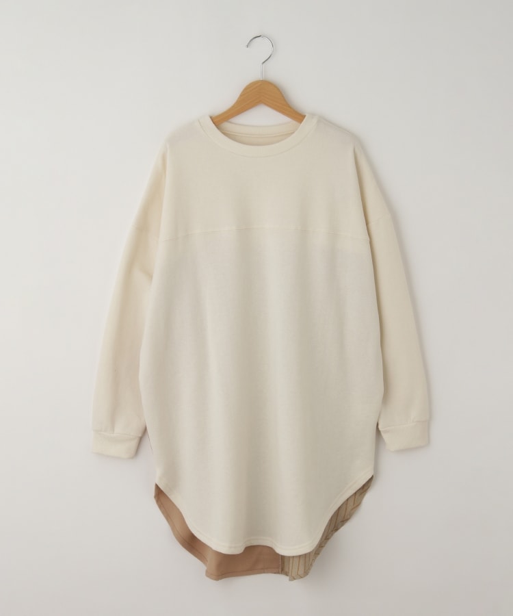 オフプライスストア(ウィメン)(OFF PRICE STORE(Women))のmyke（ミーカ） 異素材ミックスロングプルオーバー【SALE/カジュアル/デイリー/トレンド/きれいめカジュアル/ルーズシルエット/ゆったり】 アイボリー(004)