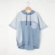 オフプライスストア(ウィメン)(OFF PRICE STORE(Women))のミーカ デニムコンビ半袖パーカー ブルー(092)