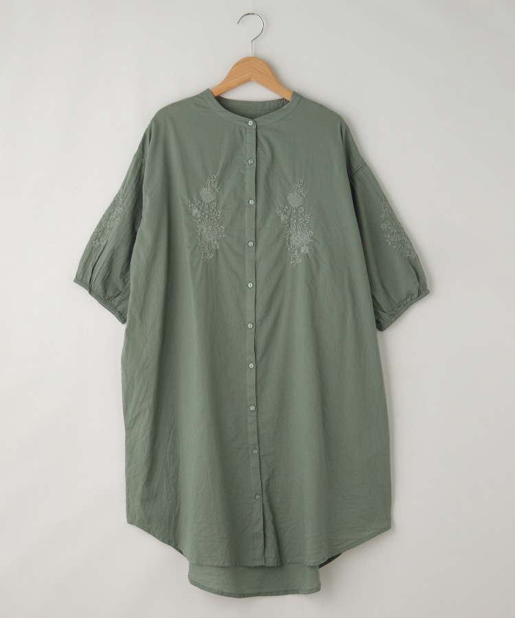 オフプライスストア(ウィメン)(OFF PRICE STORE(Women))のmitis（ミティス） 刺繍入りワンピース【SALE/カジュアル/きれいめ/デイリー/ゆったりシルエット/トレンド/羽織可】 カーキ(027)