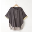 オフプライスストア(ウィメン)(OFF PRICE STORE(Women))のmyke（ミーカ） ドロスト付き配色ドルマンスリーブ半袖プルオーバー【SALE/カジュアル/デイリー/ゆったりシルエット/バイカラー】 グレー(999)