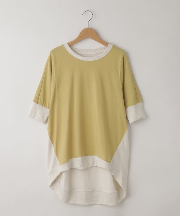 オフプライスストア(ウィメン)(OFF PRICE STORE(Women))のmyke（ミーカ） 配色半袖プルオーバー　【SALE/ゆったりシルエット/バイカラー】 イエロー(032)