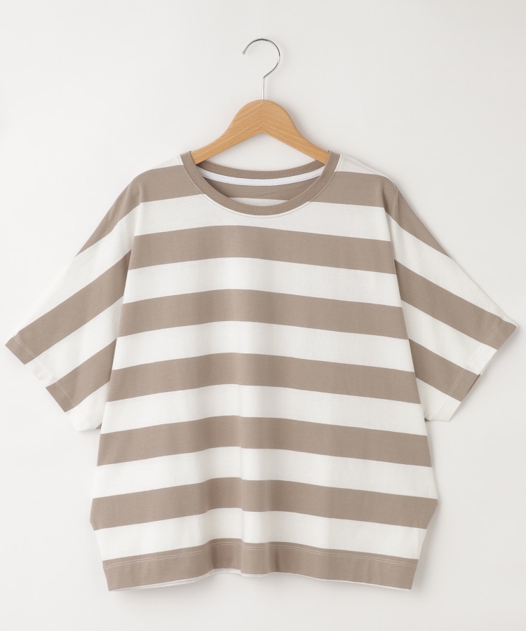 オフプライスストア(ウィメン)(OFF PRICE STORE(Women))のmitis（ミティス） ワイドボーダーフレンチスリーブプルオーバー ベージュ(052)
