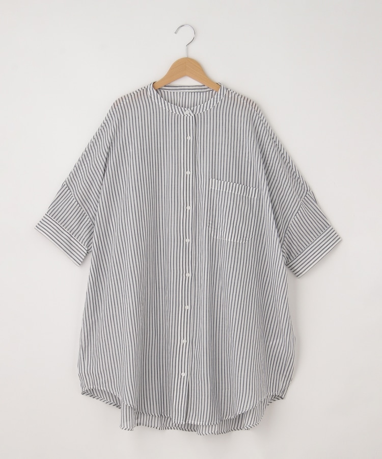 オフプライスストア(ウィメン)(OFF PRICE STORE(Women))のmitis（ミティス） バックタック入りストライプブラウス ブルー(092)