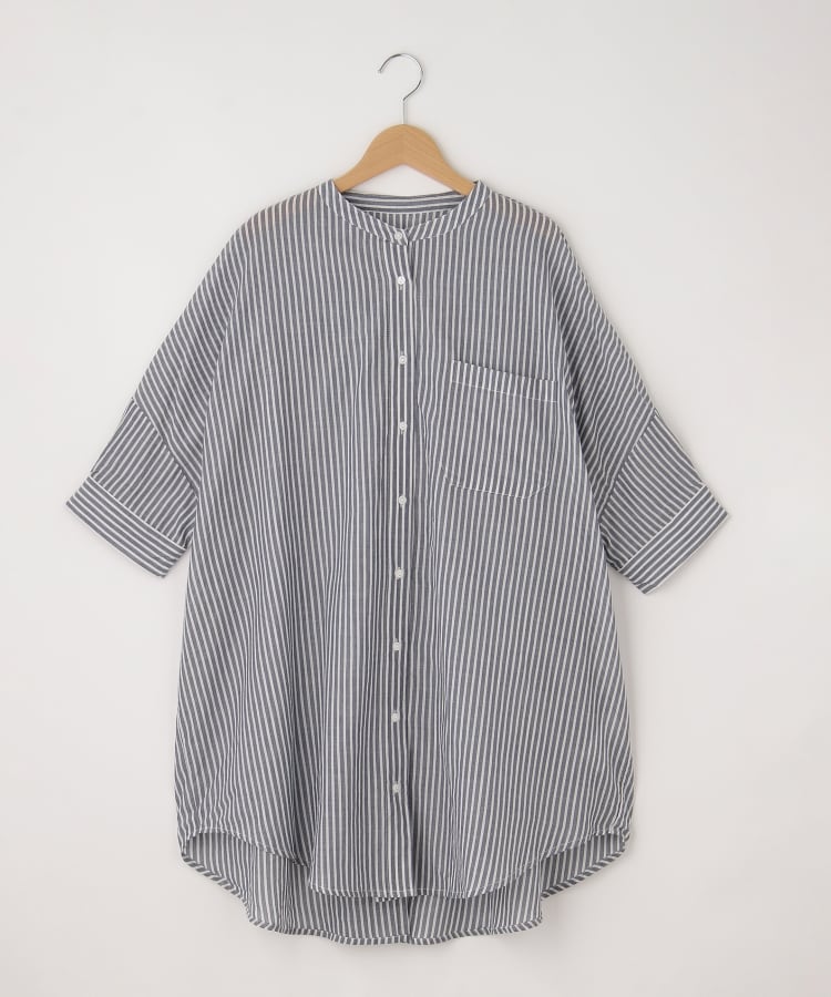 オフプライスストア(ウィメン)(OFF PRICE STORE(Women))のmitis（ミティス） バックタック入りストライプブラウス ブルー(093)
