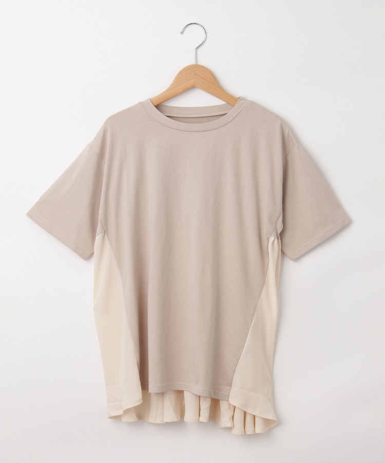 オフプライスストア(ウィメン)(OFF PRICE STORE(Women))のmitis（ミティス） 後ろ切り替えシフォンコンビプルオーバー【SALE/カットソー/カジュアル/きれいめカジュアル/デイリー】 ベージュ(052)