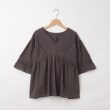 オフプライスストア(ウィメン)(OFF PRICE STORE(Women))のmitis（ミティス） レースタック入りVネックブラウス　【SALE/デイリーカジュアル/ゆったりシルエット】 チャコールグレー(014)