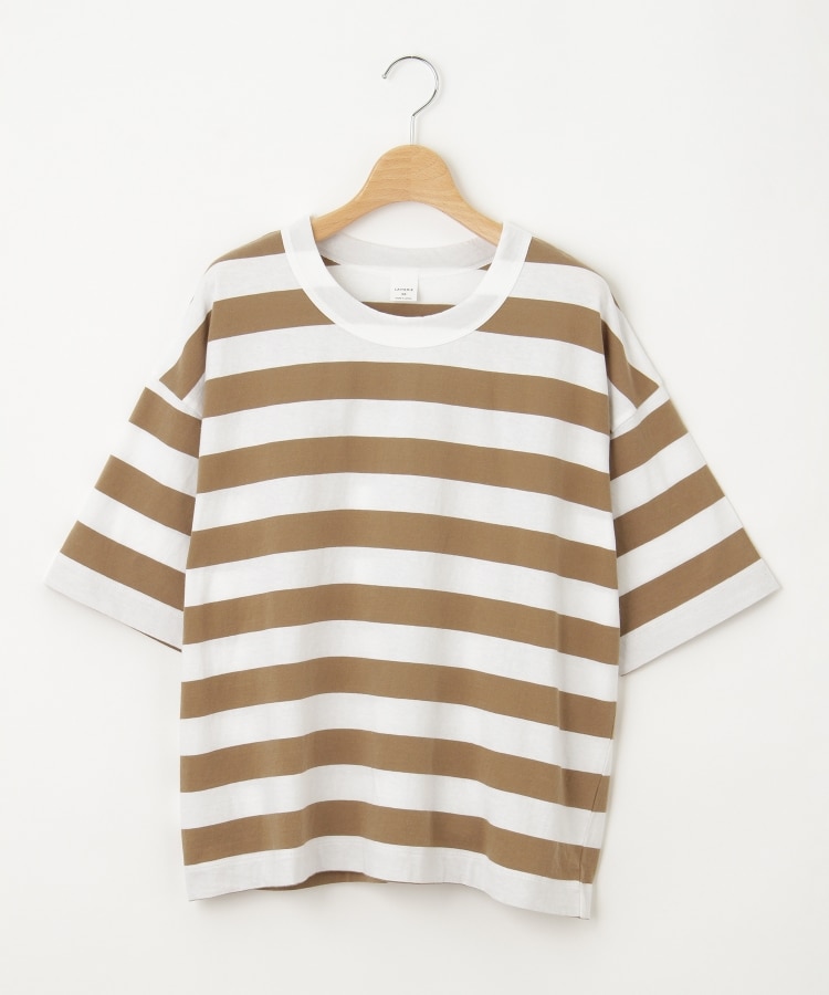 オフプライスストア(ウィメン)(OFF PRICE STORE(Women))のLAITERIE（レイトリー） コットン半袖オーバーサイズボーダーTシャツ 【SALE/カジュアル/デイリー/トレンド/ルーズシルエット/ゆったり】1