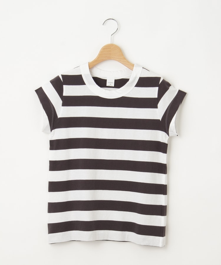 オフプライスストア(ウィメン)(OFF PRICE STORE(Women))のLAITERIE（レイトリー） コットンフレンチ袖ボーダーTシャツ チャコール(214)