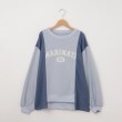 オフプライスストア(ウィメン)(OFF PRICE STORE(Women))のmyke（ミーカ） ロゴワッフルコンビ切り替えトレーナー【SALE/セール/カジュアル/デイリー/トレンド/ルーズシルエット/ゆったり】 ブルー(092)