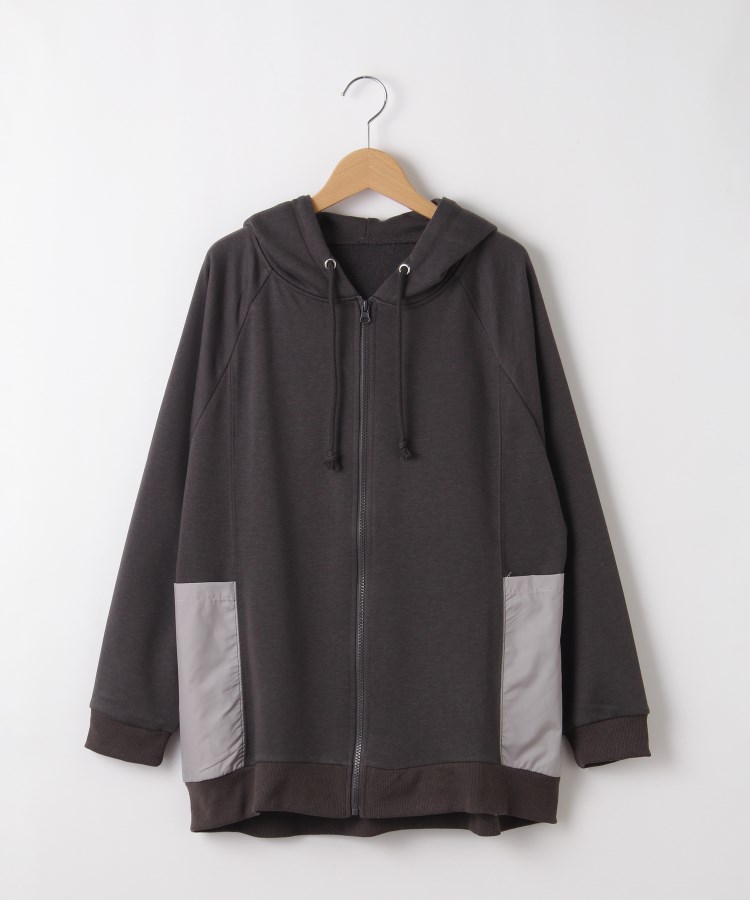 オフプライスストア(ウィメン)(OFF PRICE STORE(Women))のmyke（ミーカ） コンビジップフーディー【SALE/セール/カジュアル/デイリー/トレンド/ゆったり】 チャコールグレー(014)