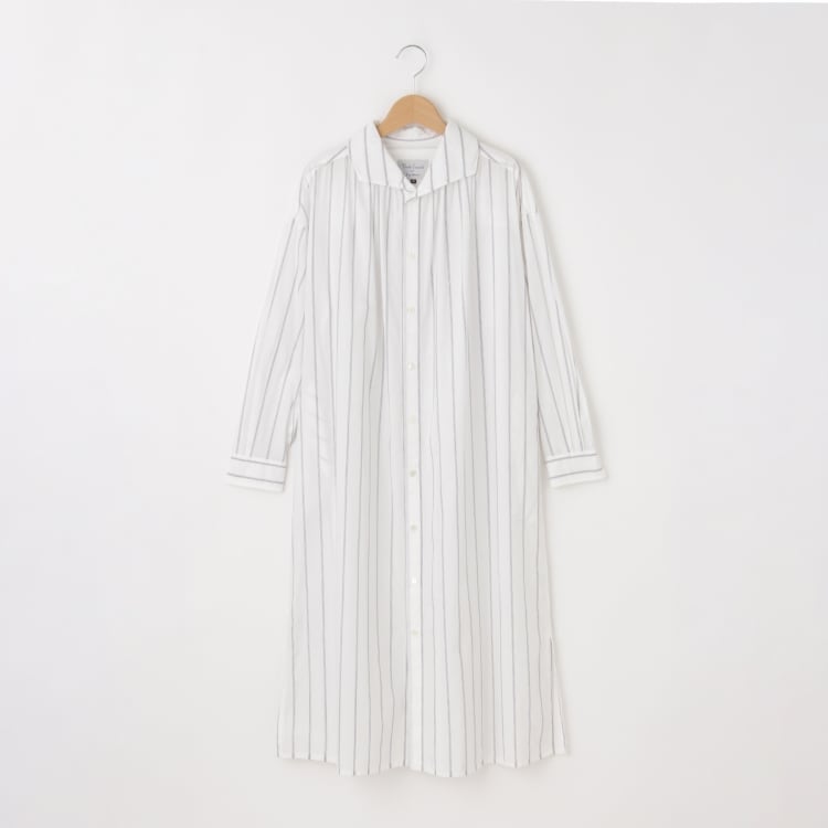 オフプライスストア(ウィメン)(OFF PRICE STORE(Women))のVent d' ouest per Leminor(ヴァンドウェスト パー ルミノール） サイドスリット入りストライプシャツワンピース マキシ・ロングワンピース