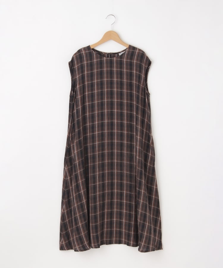 オフプライスストア(ウィメン)(OFF PRICE STORE(Women))のVent d' ouest per Leminor(ヴァンドウェスト パー ルミノール） ノースリーブチェックワンピース モカブラウン(342)