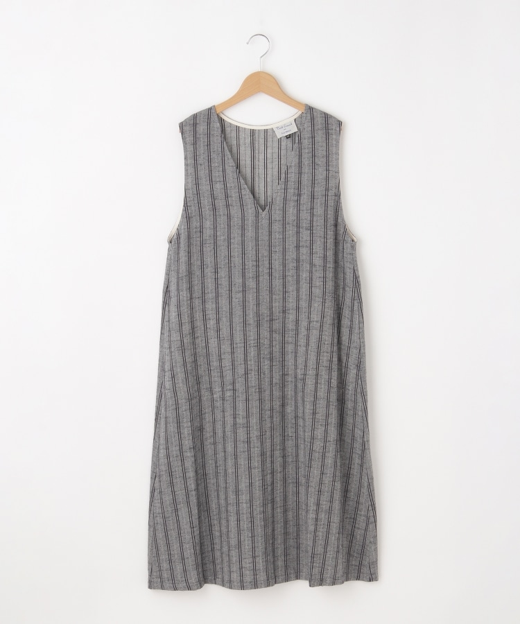 オフプライスストア(ウィメン)(OFF PRICE STORE(Women))のVent d' ouest per Leminor(ヴァンドウェスト パー ルミノール） 深Vネックストライプワンピース【SALE/セール/オフプライス/カジュアル/デイリー/トレンド】 ブルー(193)