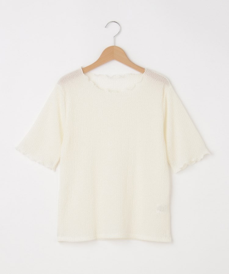 オフプライスストア(ウィメン)(OFF PRICE STORE(Women))のmitis（ミティス） シャーリングクルーネックカットソー【SALE/セール/カジュアル/デイリー/トレンド/きれいめカジュアル】 アイボリー(004)