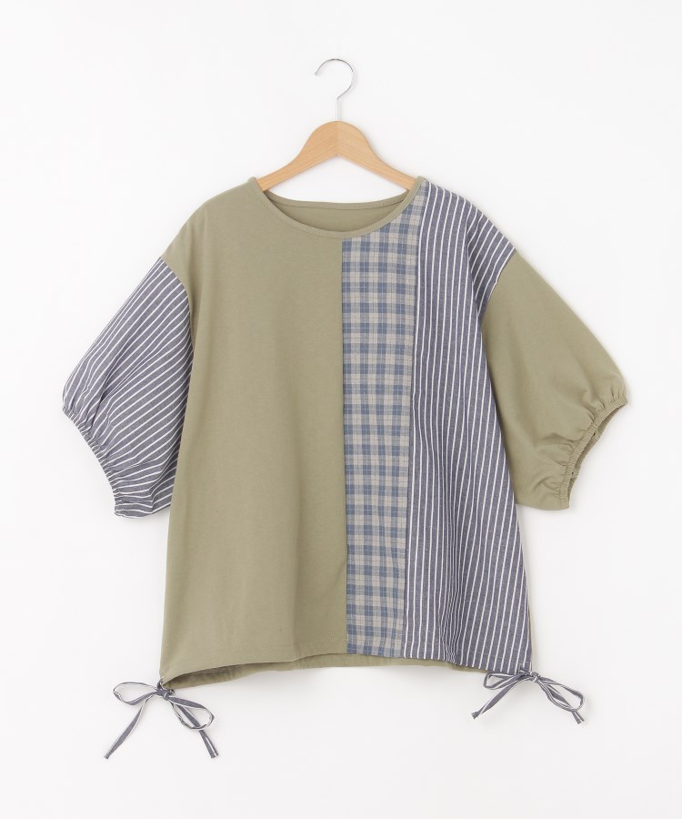 オフプライスストア(ウィメン)(OFF PRICE STORE(Women))のmyke（ミーカ） 異素材袖バルーンTシャツ【SALE/セール/カジュアル/デイリー/トレンド/ゆったり】 カーキ(027)