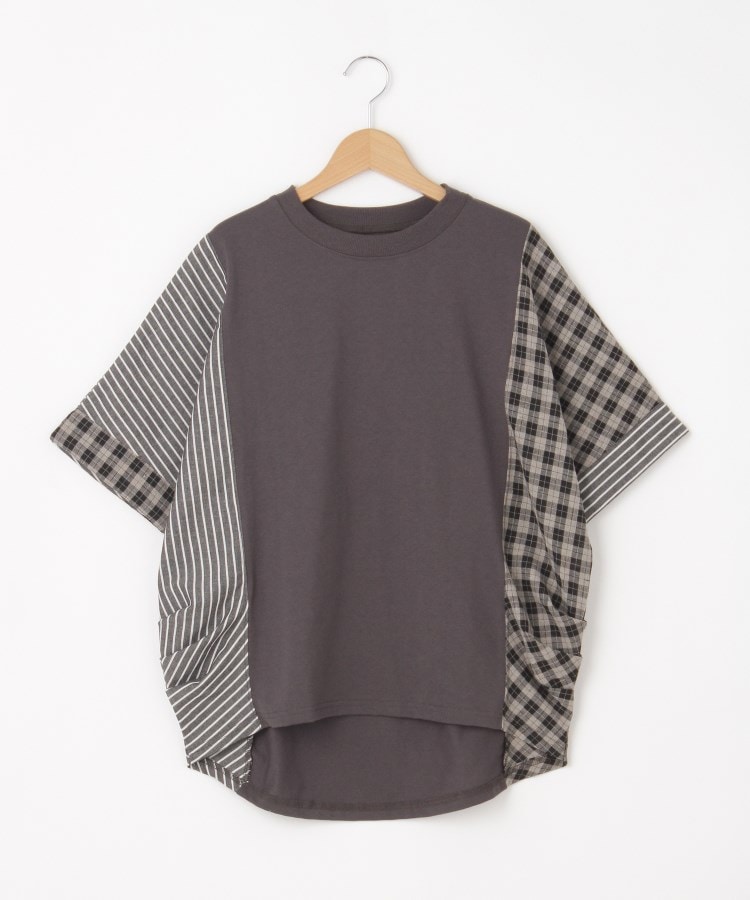 オフプライスストア(ウィメン)(OFF PRICE STORE(Women))のmyke（ミーカ） 異素材ビッグTシャツ【SALE/セール/カジュアル/デイリー/トレンド/ゆったり】 チャコールグレー(014)