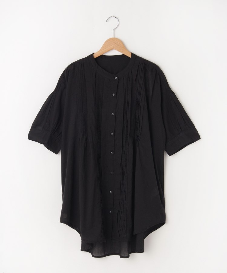 オフプライスストア(ウィメン)(OFF PRICE STORE(Women))のmitis（ミティス） プリーツロングシャツ【SALE/セール/カジュアル/デイリー/トレンド/ゆったり】 ブラック(019)