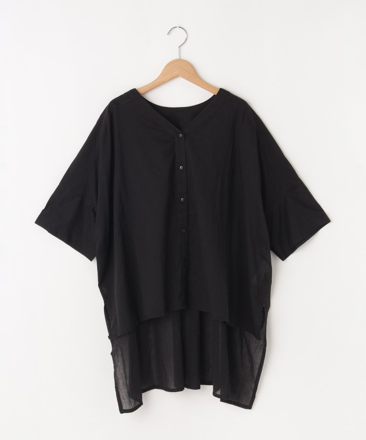 オフプライスストア(ウィメン)(OFF PRICE STORE(Women))のmitis（ミティス） フィッシュテールロングシャツ【SALE/セール/カジュアル/デイリー/トレンド/ゆったり/体型カバー】 ブラック(019)