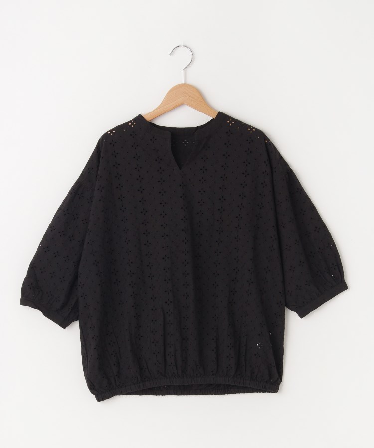 オフプライスストア(ウィメン)(OFF PRICE STORE(Women))のmitis（ミティス） Vカットレースブラウス【SALE/セール/カジュアル/デイリー/トレンド/ゆったり】 ブラック(019)