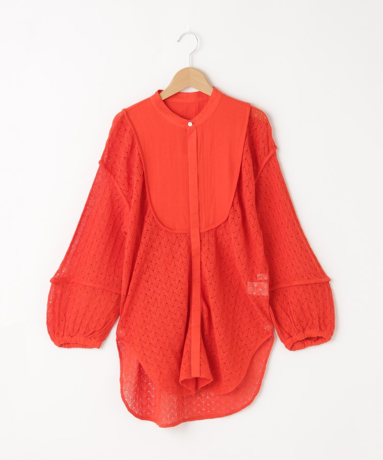 オフプライスストア(ウィメン)(OFF PRICE STORE(Women))のLEMELANGE(ル・メランジュ） 透かし編みロングシャツ オレンジ(067)