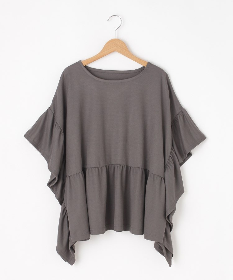 オフプライスストア(ウィメン)(OFF PRICE STORE(Women))のmitis（ミティス） COOL TOUCH フリルカットソー【SALE/セール/オフプライス/カジュアル/デイリー/トレンド/ゆったり/体型カバー】 チャコールグレー(014)