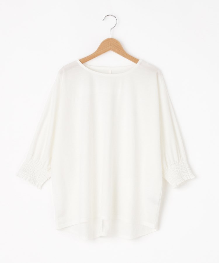 オフプライスストア(ウィメン)(OFF PRICE STORE(Women))のmitis（ミティス） COOL TOUCH シャーリング袖ドルマンカットソー【SALE/セール/オフプライス/カジュアル/デイリー/トレンド/ゆったり/体型カバー】 ホワイト(001)