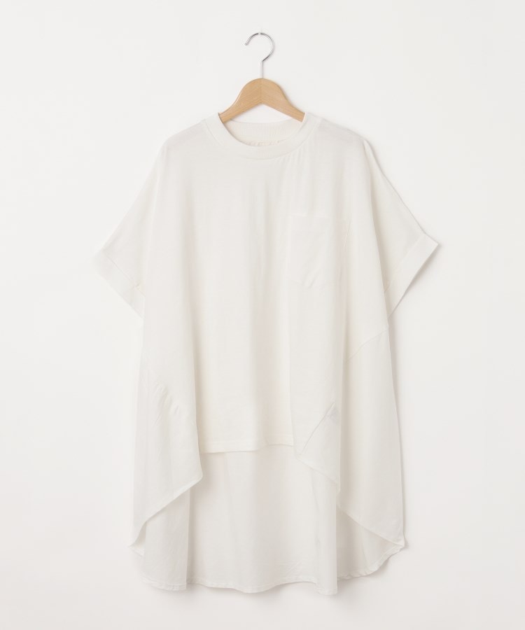 オフプライスストア(ウィメン)(OFF PRICE STORE(Women))のmyke（ミーカ） コンビ生地ロングカットソー【SALE/セール/オフプライス/カジュアル/デイリー/トレンド/ゆったり/体型カバー】 ホワイト(001)