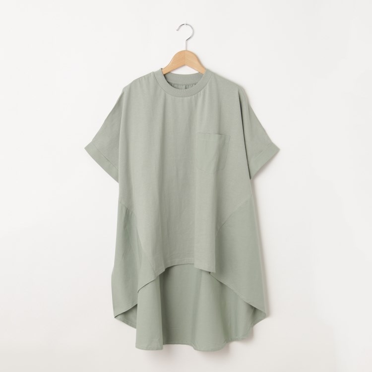 オフプライスストア(ウィメン)(OFF PRICE STORE(Women))のmyke（ミーカ） コンビ生地ロングカットソー【SALE/セール/オフプライス/カジュアル/デイリー/トレンド/ゆったり/体型カバー】 カットソー