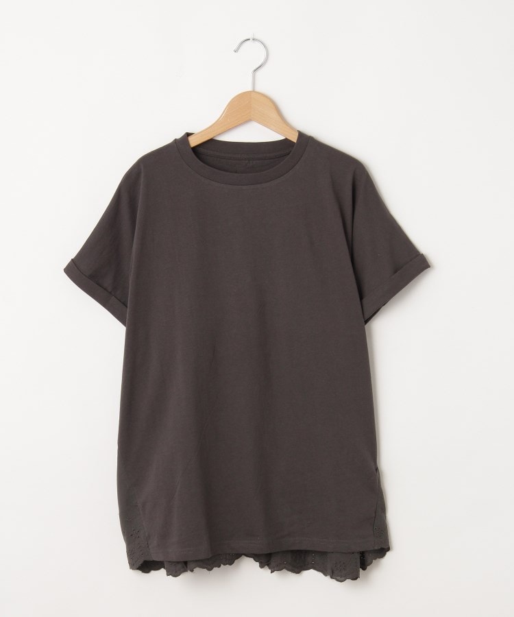 オフプライスストア(ウィメン)(OFF PRICE STORE(Women))のmyke（ミーカ） コットンレースデザインカットソー【SALE/セール/オフプライス/カジュアル/デイリー/トレンド/ゆったり】 チャコールグレー(014)