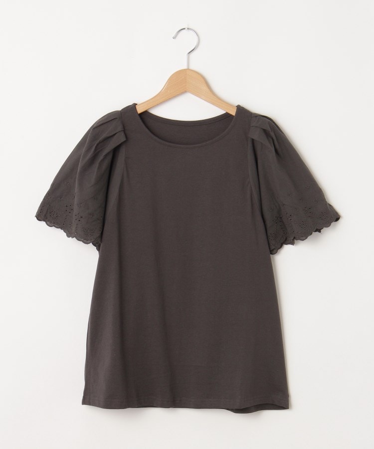 オフプライスストア(ウィメン)(OFF PRICE STORE(Women))のmyke（ミーカ） コットンレース刺繍カットソー【SALE/セール/オフプライス/カジュアル/デイリー/トレンド】 チャコールグレー(014)