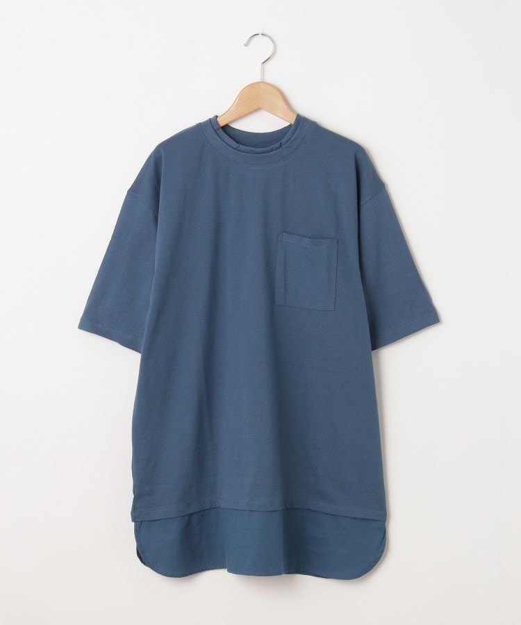 オフプライスストア(ウィメン)(OFF PRICE STORE(Women))のmyke（ミーカ） コンビ生地ロングカットソー【SALE/セール/オフプライス/カジュアル/デイリー/トレンド/ゆったり ブルー(092)