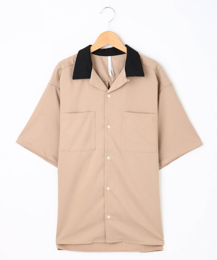 オフプライスストア(メンズ)(OFF PRICE STORE(Mens))のHALHAM オープンカラーWポケット半袖シャツ ベージュ(052)