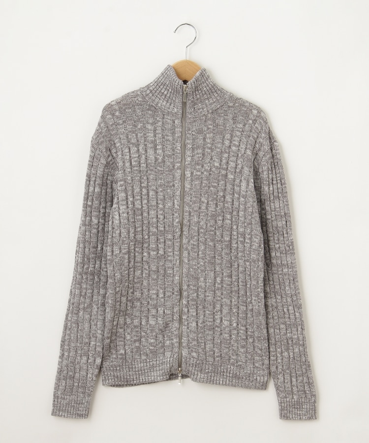 オフプライスストア(メンズ)(OFF PRICE STORE(Mens))の(Never)Acquiesce (ネバーアクイース) リブ＆ケーブル編みジップニットカーディガン【SALE/カジュアル/デイリー/トレンド/ストリート】 グレーミックス(012)
